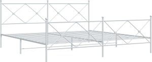 vidaXL vidaXL Metalowa rama łóżka z wezgłowiem i zanóżkiem, biała, 193x203 cm 3