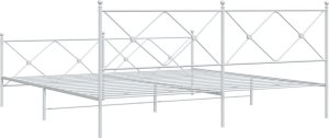 vidaXL vidaXL Metalowa rama łóżka z wezgłowiem i zanóżkiem, biała, 193x203 cm 6