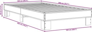 vidaXL vidaXL Rama łóżka, przydymiony dąb, 100x200cm, materiał drewnopochodny 9