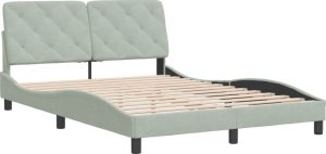 vidaXL vidaXL Rama łóżka z zagłówkiem, jasnoszara, 120x200 cm, aksamitna 2