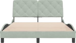 vidaXL vidaXL Rama łóżka z zagłówkiem, jasnoszara, 120x200 cm, aksamitna 5