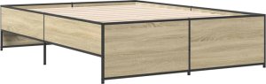 vidaXL vidaXL Rama łóżka, dąb sonoma, 140x190 cm, materiał drewnopochodny 3