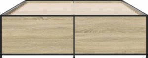 vidaXL vidaXL Rama łóżka, dąb sonoma, 140x190 cm, materiał drewnopochodny 4