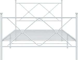 vidaXL vidaXL Metalowa rama łóżka z wezgłowiem i zanóżkiem, biała, 107x203 cm 4