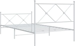 vidaXL vidaXL Metalowa rama łóżka z wezgłowiem i zanóżkiem, biała, 107x203 cm 6