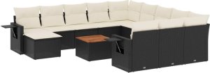 vidaXL 13-częściowy zestaw mebli do ogrodu, poduszki, czarny, rattan PE 2