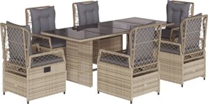 vidaXL vidaXL 7-cz. zestaw mebli ogrodowych z poduszkami, beżowy, polirattan 2
