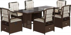 vidaXL vidaXL 7-cz. zestaw mebli ogrodowych, z poduszkami, brązowy, rattan PE 2