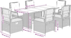 vidaXL vidaXL 7-cz. zestaw mebli ogrodowych, z poduszkami, brązowy, rattan PE 8