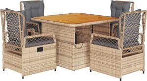 vidaXL vidaXL 5-cz. zestaw mebli ogrodowych z poduszkami, beżowy, polirattan 2