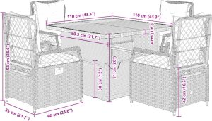 vidaXL vidaXL 5-cz. zestaw mebli ogrodowych z poduszkami, beżowy, polirattan 8
