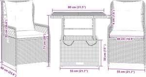 vidaXL vidaXL 3-cz. zestaw mebli ogrodowych z poduszkami, beżowy, polirattan 9