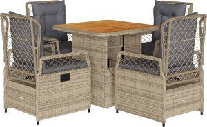 vidaXL vidaXL 5-cz. zestaw mebli ogrodowych z poduszkami, beżowy, polirattan 2