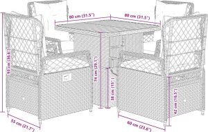 vidaXL vidaXL 5-cz. zestaw mebli ogrodowych z poduszkami, beżowy, polirattan 8