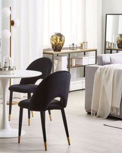 Beliani Zestaw 2 krzeseł do jadalni welurowy czarny MAGALIA 2