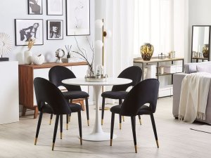 Beliani Zestaw 2 krzeseł do jadalni welurowy czarny MAGALIA 3