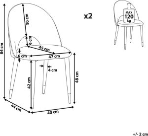 Beliani Zestaw 2 krzeseł do jadalni welurowy czarny MAGALIA 10