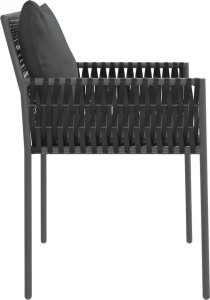 vidaXL Krzesła ogrodowe z poduszkami, 2 szt., czarne, 54x61x83 cm 5
