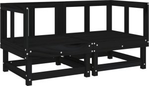 vidaXL Siedziska narożne z poduszkami, 2 szt., czarne, drewno sosnowe 3