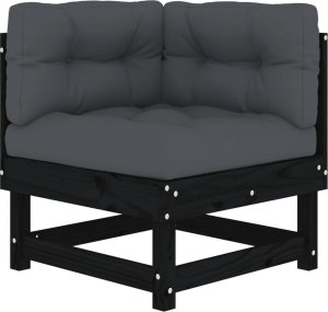 vidaXL Siedziska narożne z poduszkami, 2 szt., czarne, drewno sosnowe 4