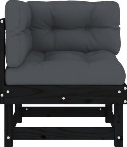 vidaXL Siedziska narożne z poduszkami, 2 szt., czarne, drewno sosnowe 5
