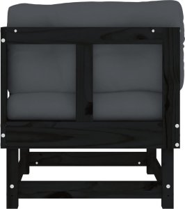 vidaXL Siedziska narożne z poduszkami, 2 szt., czarne, drewno sosnowe 6