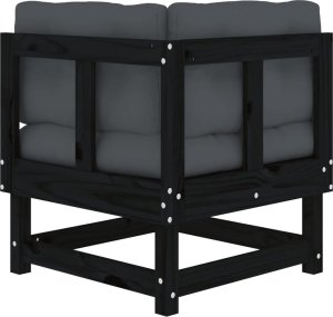 vidaXL Siedziska narożne z poduszkami, 2 szt., czarne, drewno sosnowe 7