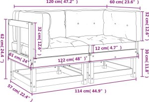 vidaXL Siedziska narożne z poduszkami, 2 szt., czarne, drewno sosnowe 10
