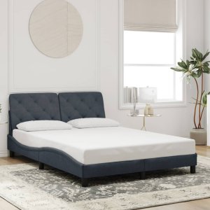 vidaXL vidaXL Rama łóżka z zagłówkiem, ciemnoszara, 140x190 cm, aksamitna 3