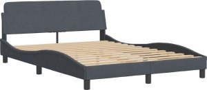 vidaXL vidaXL Rama łóżka z zagłówkiem, ciemnoszara, 140x190 cm, aksamitna 4