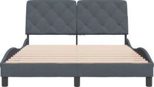 vidaXL vidaXL Rama łóżka z zagłówkiem, ciemnoszara, 140x190 cm, aksamitna 5