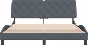 vidaXL vidaXL Rama łóżka z zagłówkiem, ciemnoszara, 160x200 cm, aksamitna 5