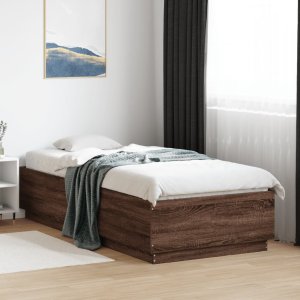 vidaXL vidaXL Rama łóżka, brązowy dąb, 90x200 cm, materiał drewnopochodny 3
