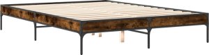 vidaXL vidaXL Rama łóżka, przydymiony dąb, 140x200cm, materiał drewnopochodny 2
