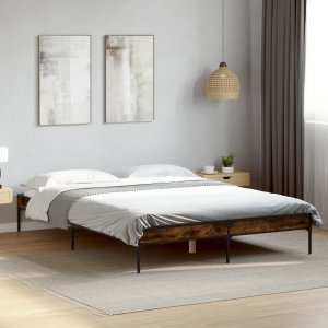 vidaXL vidaXL Rama łóżka, przydymiony dąb, 140x200cm, materiał drewnopochodny 3