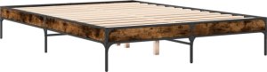 vidaXL vidaXL Rama łóżka, przydymiony dąb, 140x200cm, materiał drewnopochodny 6