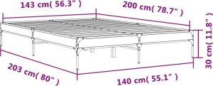 vidaXL vidaXL Rama łóżka, przydymiony dąb, 140x200cm, materiał drewnopochodny 9