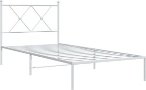 vidaXL vidaXL Metalowa rama łóżka z wezgłowiem, biała, 90x200 cm 3