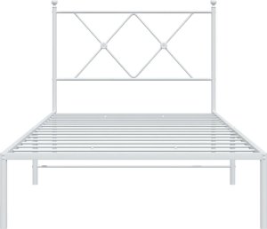 vidaXL vidaXL Metalowa rama łóżka z wezgłowiem, biała, 90x200 cm 4