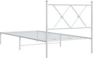 vidaXL vidaXL Metalowa rama łóżka z wezgłowiem, biała, 90x200 cm 6