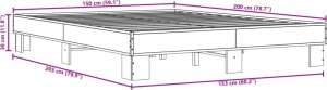 vidaXL vidaXL Rama łóżka, brązowy dąb, 150x200 cm, materiał drewnopochodny 9