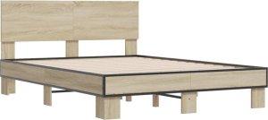 vidaXL vidaXL Rama łóżka, dąb sonoma, 120x200 cm, materiał drewnopochodny 2