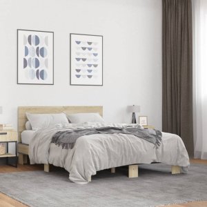 vidaXL vidaXL Rama łóżka, dąb sonoma, 120x200 cm, materiał drewnopochodny 3