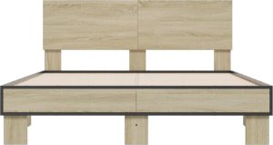 vidaXL vidaXL Rama łóżka, dąb sonoma, 120x200 cm, materiał drewnopochodny 4