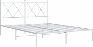 vidaXL vidaXL Metalowa rama łóżka z wezgłowiem biała, 140x200 cm 3