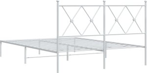vidaXL vidaXL Metalowa rama łóżka z wezgłowiem biała, 140x200 cm 6