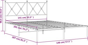 vidaXL vidaXL Metalowa rama łóżka z wezgłowiem biała, 140x200 cm 8
