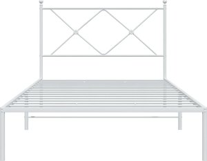 vidaXL vidaXL Metalowa rama łóżka z wezgłowiem, biała, 100x200 cm 4