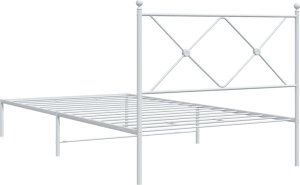 vidaXL vidaXL Metalowa rama łóżka z wezgłowiem, biała, 100x200 cm 6