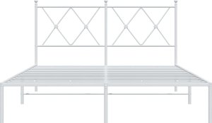 vidaXL vidaXL Metalowa rama łóżka z wezgłowiem, biała, 135x190 cm 4